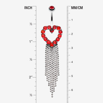 Detail View 1 of Heart Sparkle Showers Belly Button Ring-Red